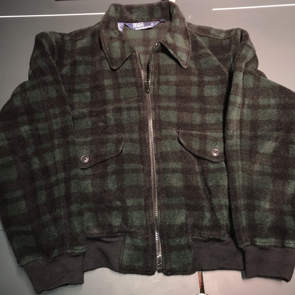 VINTAGE Fleece POLO Ralph Lauren Bomber Jacket MED